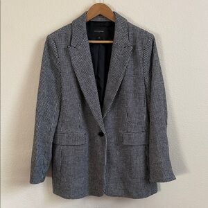 Banana Republic Houndstooth Blazer | Black & White Tailored Jacket | Size 12